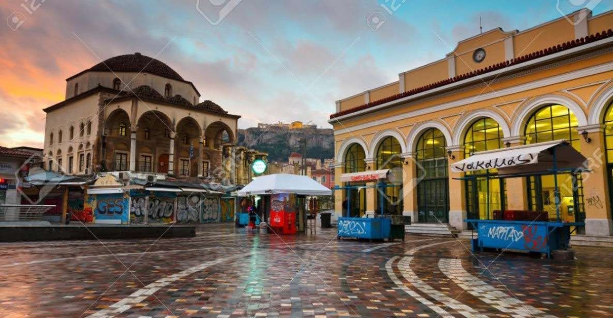 Walk in old town Monastiraki Athens