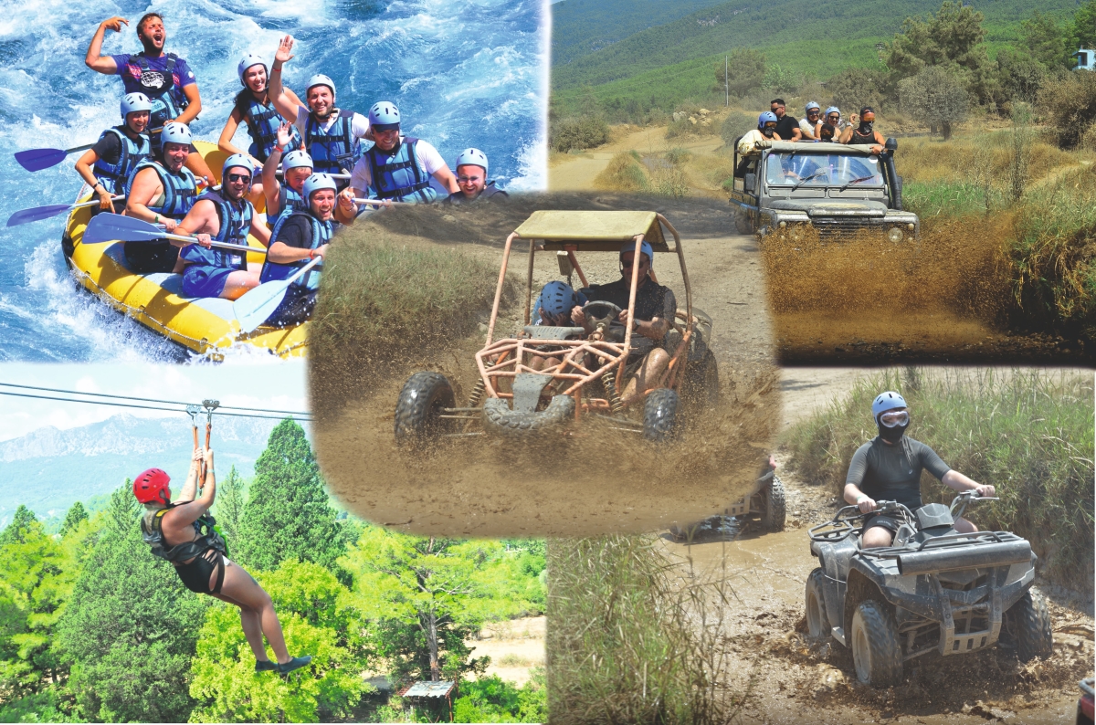 Side/Antalya: Jeep, Buggy, Rafting & Zipline Tour with lunch